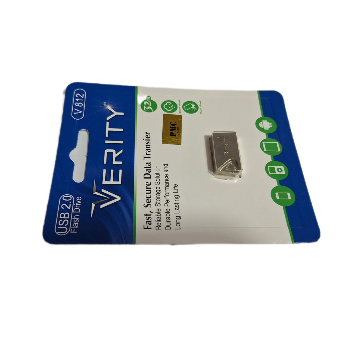 • مشخصات usb 32g v812 verity • ابعاد/ وزن : ۲۵x۱۲x۵ میلی‌ متر/ 4 گرم • جنس بدنه : فلز • ظرفیت : 32 گیگابایت • سرعت استاندارد انتقال اطلاعات : 480 مگابایت بر ثانیه • مقاوم در برابر : ضربه، رطوبت