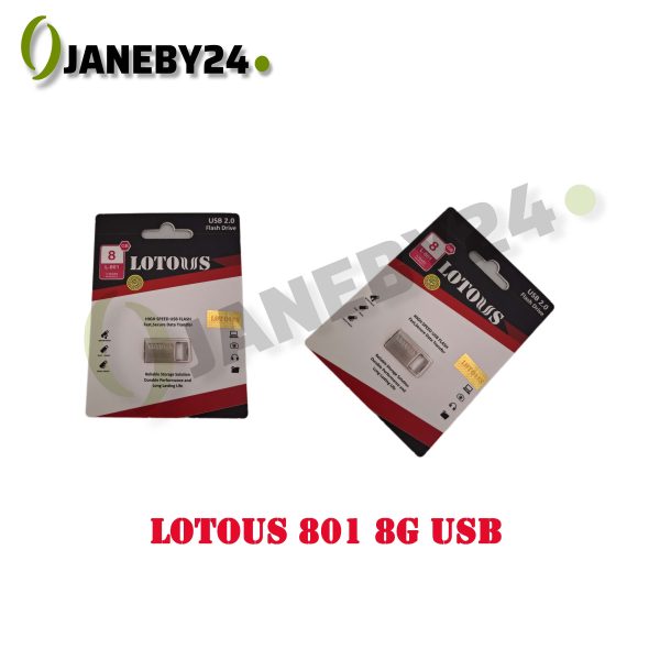• مشخصات usb 8g 801 lotous • ظرفیت 8گیگابایت • برند : lotous • گارانتی دارد • جنس بدنه فلزی